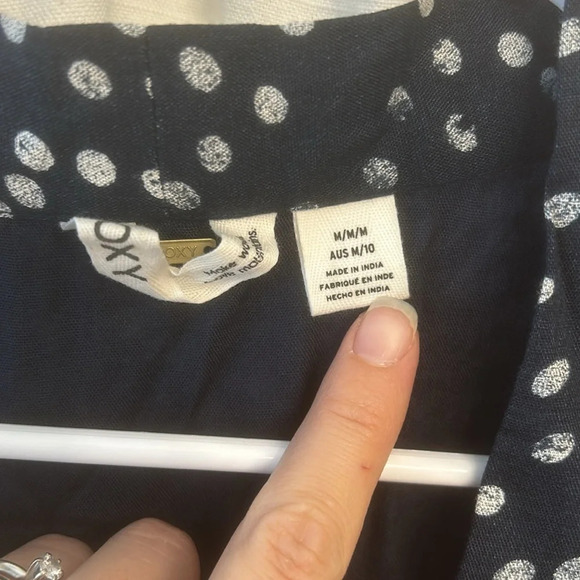 Roxy Vacation Vibe Kimono/Cover Up navy blue white polka dot size M - Picture 2 of 8